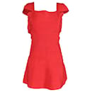  Herve Leger Mini Jude Square-Neck Dress in Red Rayon