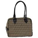 Fendi Zucchino Canvas Hand Bag Beige Auth 71830