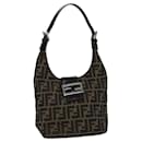 Borsa a Spalla Fendi Zucca Canvas Mamma Baguette Nera Marrone Auth 76559