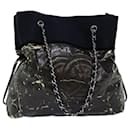 Chanel Chain Tote Bag Nylon Black Cc Auth Bs13946