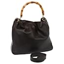 Gucci Bamboo Shoulder Bag Leather 2Way Brown 001 1677 002058 Auth 75959