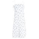  Reformation Christen Floral Print Self-Tie Dress in White Linen