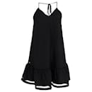 Red Valentino Mini Openwork besticktes Kleid aus schwarzem Polyester