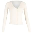  Theory Fine-Knit Buttoned Cardigan in Cream Wool