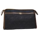 Bolsa clutch em lona de favo de mel Christian Dior em couro PVC preto Auth Ac2956