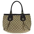 Gucci Beige Brown GG Canvas Leather Shoulder Tote Bag