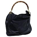 Gucci Bamboo Hand Bag Leather 2Way Navy Auth 71190