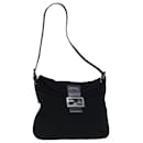 Bolsa de ombro Fendi Mamma Baguette em nylon preto Auth 72512