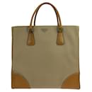 Prada Canvas/Leather Tote Bag with Triangle Logo Plate