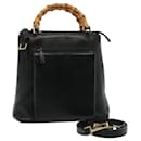 Sac à main en cuir Gucci Bamboo 2Way noir Auth 76118