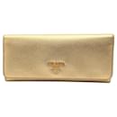 Prada Saffiano Gold Leather Long Wallet