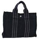 Sac à main Hermes Fourre Tout PM en toile noir et gris Auth BS13932 - Hermès