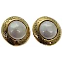 CHANEL Pearl Earring metal Gold CC Auth hk1468 - Chanel