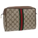 GUCCI GG Supreme Web Sherry Line Clutch Bag PVC Beige Gold Red Auth 82117 - Gucci