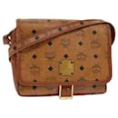 MCM Vicetos Logogram Shoulder Bag PVC Leather Brown Gold Auth 85802