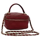 CHANEL Bicolore Chain Hand Bag Leather Red CC Auth yb605 - Chanel