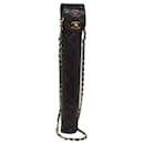 CHANEL Matelasse Chain Umbrella case Pouch Patent leather Brown CC Auth bs16446 - Chanel