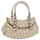 Christian Dior Trotter Canvas Hand Bag PVC Leather Beige Silver Auth 85436