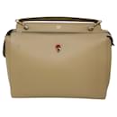 Fendi Beiger Glattes Kalbsleder Mittel DotCom Handtasche