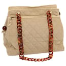 Chanel Tote Bag Canvas Beige Cc Auth 69969