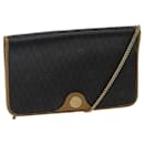 Borsa a spalla in tela a nido d'ape Christian Dior con catena in PVC nero Auth Ti1598