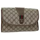 Gucci GG Canvas Web Sherry Line Clutch Bag PVC Beige Green Red