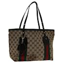 Gucci GG Canvas Web Sherry Line Tote Bag Beige Red Green