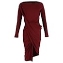  Vivienne Westwood Knee-Length Long Sleeve Draped Dress in Maroon Cotton