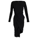 Vivienne Westwood Knee-Length Long Sleeve Draped Dress in Black Cotton