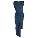 Vivienne Westwood Anglomania Midi asymmetrisches Kleid aus blauer Baumwolle