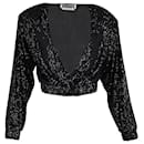  Rotate Birger Christensen Deep V-Neck Sequin-Detailed Jacket in Black Polyester - Autre Marque