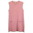 Gucci Ribbed Mini Dress in Pink Wool