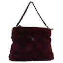 CHANEL COCO Mark Chain Hand Bag Canvas Wine Red CC Auth yk13976A - Chanel