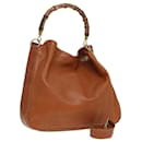 Bolsa de ombro de couro GUCCI Bamboo 2way marrom 001 3754 1577 Auth 83812 - Gucci