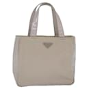 PRADA Tote Bag Enamel nylon Silver White Auth 85365 - Prada