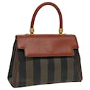 FENDI Pecan Canvas Hand Bag Brown Black Auth ar12314 - Fendi