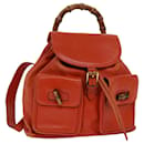 Gucci Bamboo Rucksack aus Leder orange gold 003 2058 0016 Auth 85617