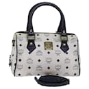 MCM Vicetos Logogram Bolso de Mano PVC Cuero 2 vías Blanco Oro Auth 84573