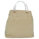 PRADA Hand Bag Nylon Silver Cream Auth 85630 - Prada