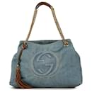 Sac à main en denim bleu moyen Soho Chain de Gucci