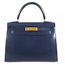 Hermès Kelly Sellier 32 en cuir bleu boîte