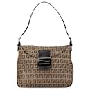 Fendi Brown Zucchino Canvas Double Flap Mamma