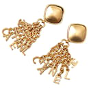 Chanel Gold Gold Plated CHANEL Fringe Dangle Clip on Earrings