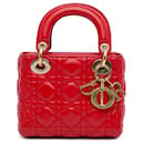 Dior Red Mini Lambskin Cannage Lady Dior