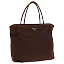 PRADA Sac Tote Nylon Marron Argent Auth 85631 - Prada