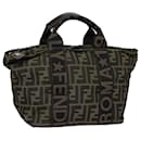 FENDI Zucca Canvas Hand Bag Brown Black Auth yk14062 - Fendi