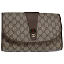 GUCCI GG Supreme Web Sherry Line Clutch Bag PVC Beige Oro 89 01 030 Auth 84639 - Gucci