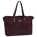 PRADA Tote Bag Nylon Bordeaux Silver Auth 85643 - Prada