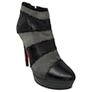 Stivaletti con tacco alto in suede e pelle nera / grigia Christian Louboutin