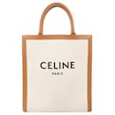 Sac cabas vertical en toile Celine marron et beige - Céline